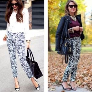 J.Crew Favorite Fit Animal Print Pants Size 4 - Black & White Leopard